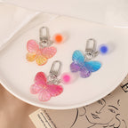 Acrylic Gradient Butterfly Keychain Translucent Wings with Frosted Bead 2