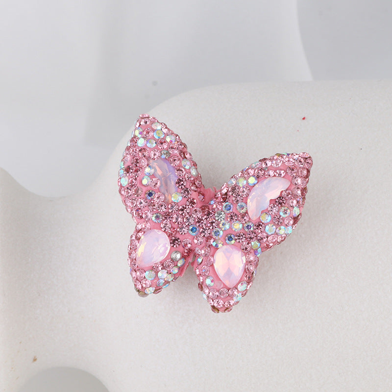Polymer Clay Butterfly Rhinestone Beads 36mm Napal Style 2pcs 15