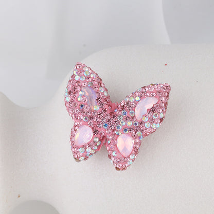 Polymer Clay Butterfly Rhinestone Beads 36mm Napal Style 2pcs 15