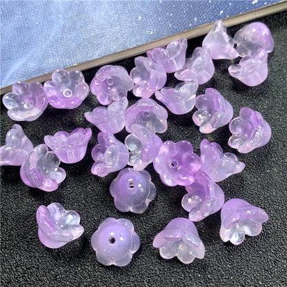 Wind Chime Flower Glass Beads 12mm Transparent Pink 50pcs 21