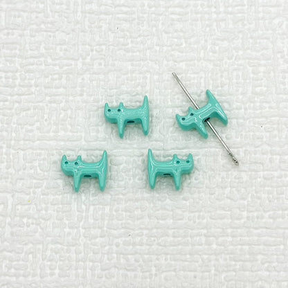 Cat Shaped Metal Beads 12mm Glossy Colorful Painted Alloy 20pcs 10