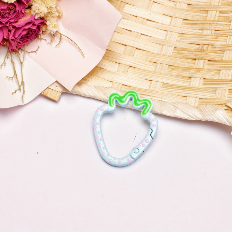 Alloy 37mm Strawberry Shaped Trigger Spring Keyrings 4pcs 13