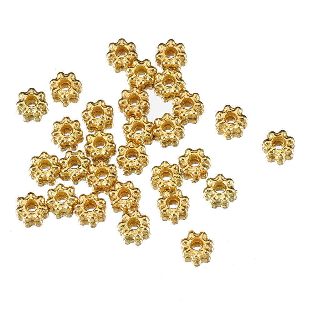 Brass Flower Spacer Beads 4-6mm Tiny Snow Design 50pcs 6