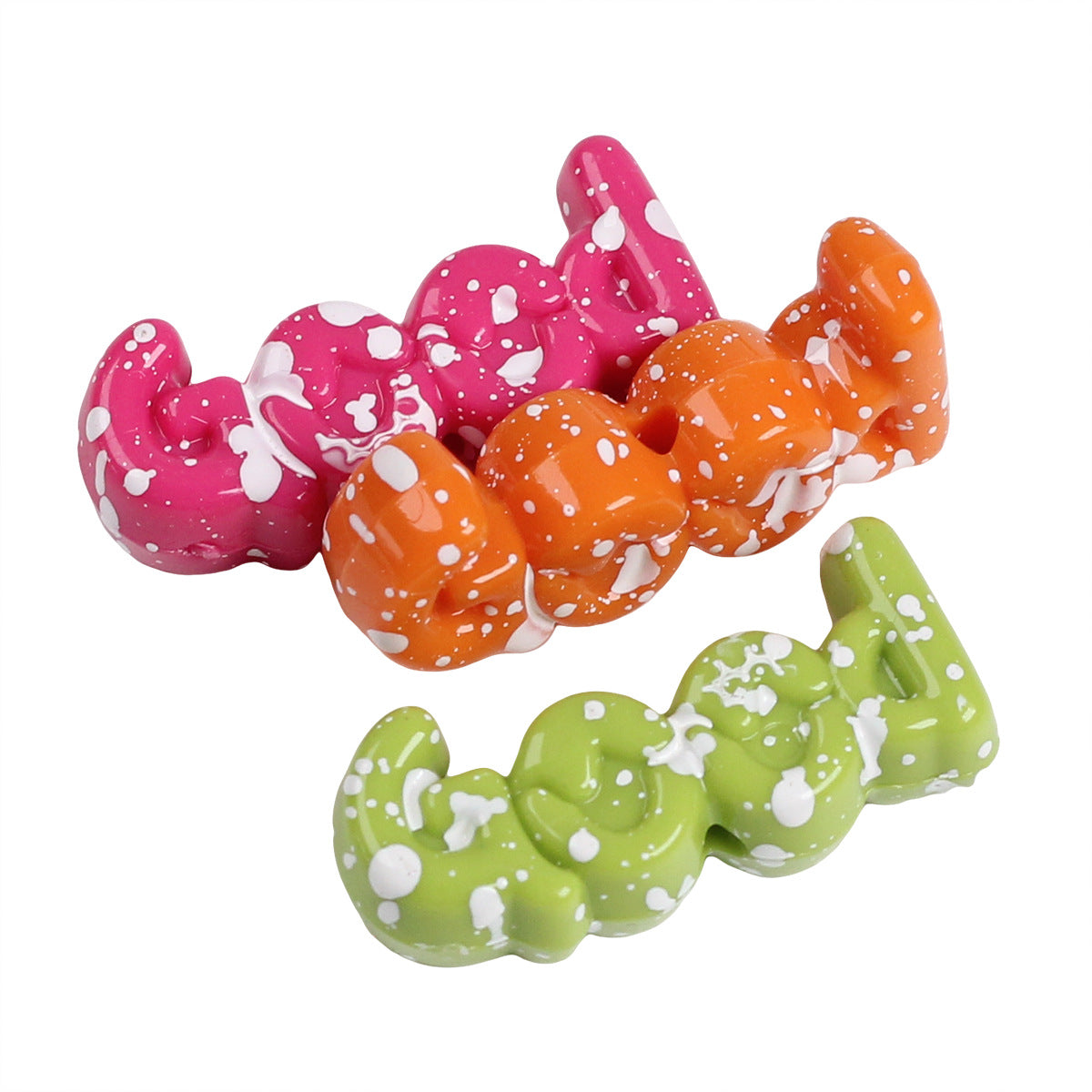 Painted Plate Acrylic Beads 31mm Splash Ink Good Word 20pcs 4