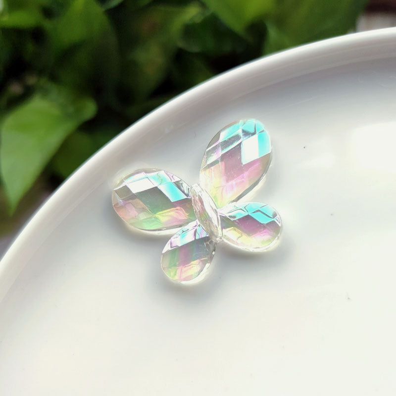 Transparent Butterfly Acrylic Beads 12.4-33mm AB Plating 50pcs 5