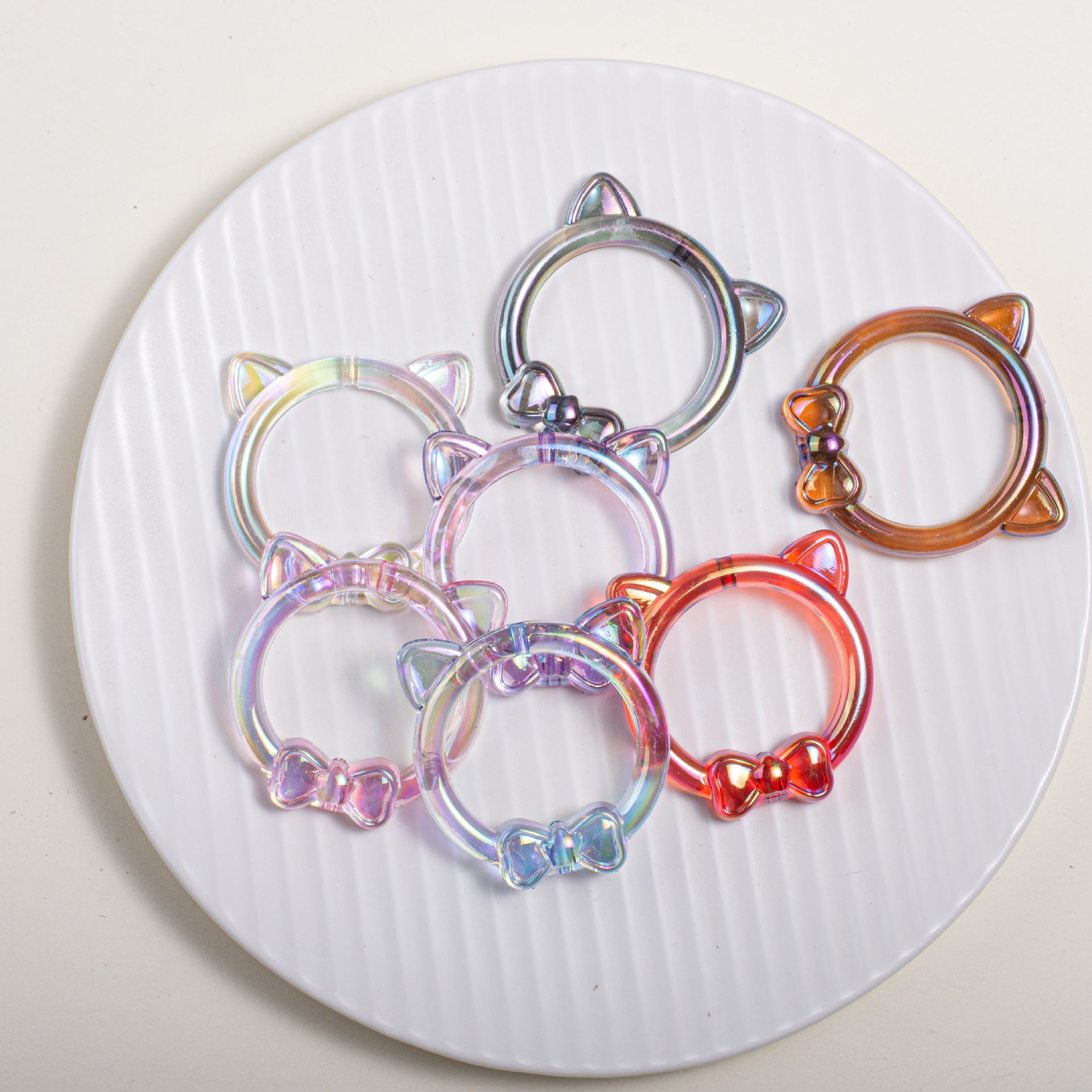 Clear Cat Head Acrylic Beads 23mm Transparent Frame 10pcs 2