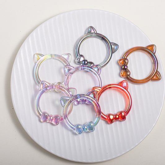 Clear Cat Head Acrylic Beads 23mm Transparent Frame 10pcs 2