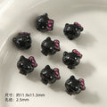 Kitten Series Metal Beads Black and Pink Enamel Alloy 10pcs 6