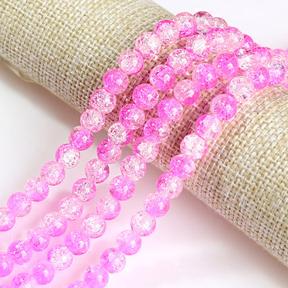 Crackle Round Glass Beads 10mm Vibrant Fractured Texture 2Strands 13