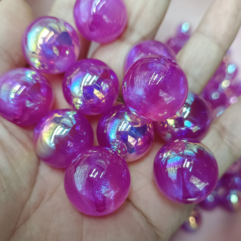 Glitter Bubblegum Beads 20mm Plating Shimmer Iridescent Pastel 50pcs 2