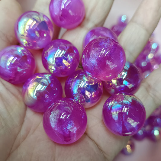 Glitter Bubblegum Beads 20mm Plating Shimmer Iridescent Pastel 50pcs 2