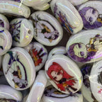 Plating Flat Heart Acrylic Beads Glossy Demon Hunters 50pcs 6