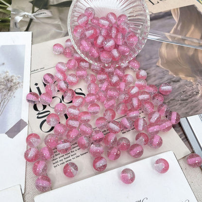 Transparent Glitter Powder Striped Resin Beads 8-10mm Mixed Colors 50pcs 14