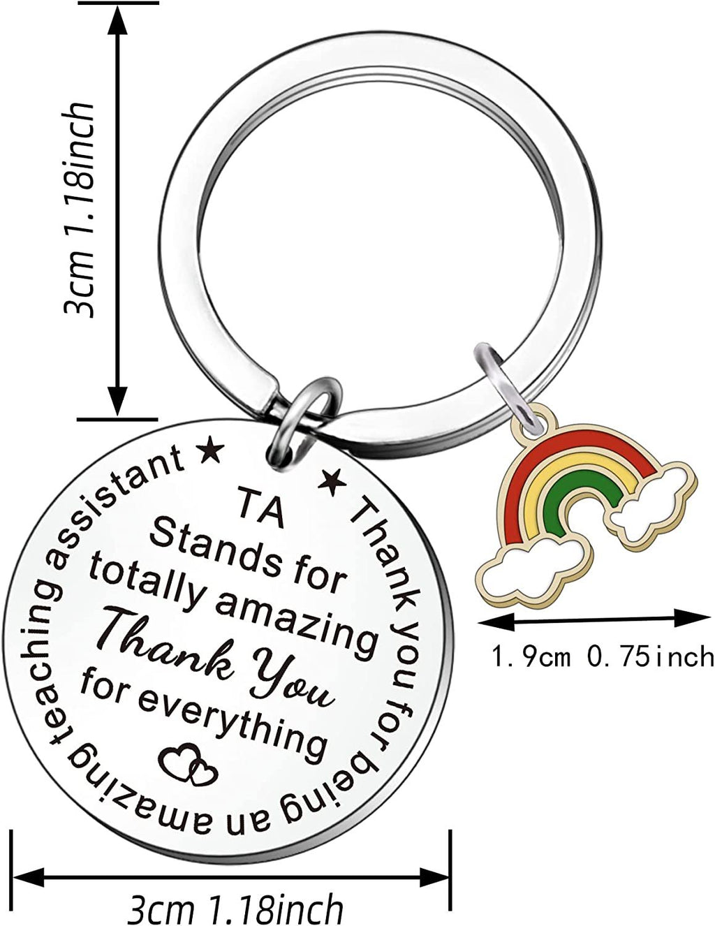 Apple Rainbow Keychain Stainless Steel Teacher Gift Charm 4
