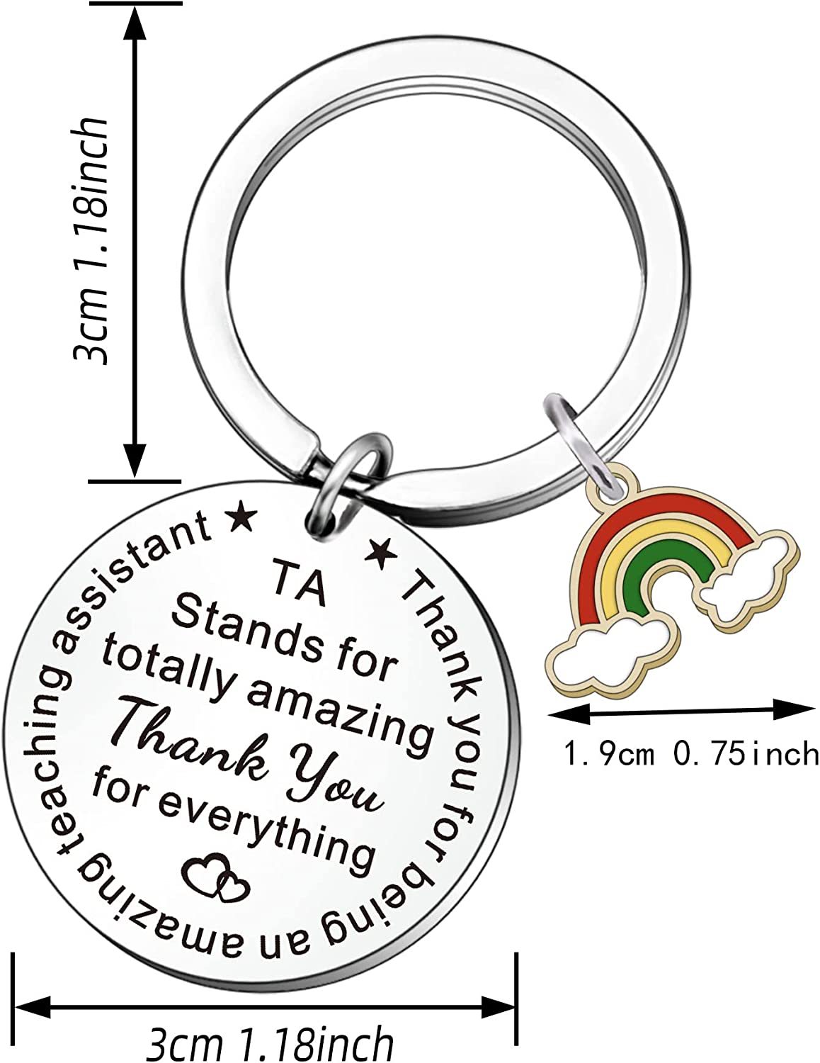 Apple Rainbow Keychain Stainless Steel Teacher Gift Charm 4