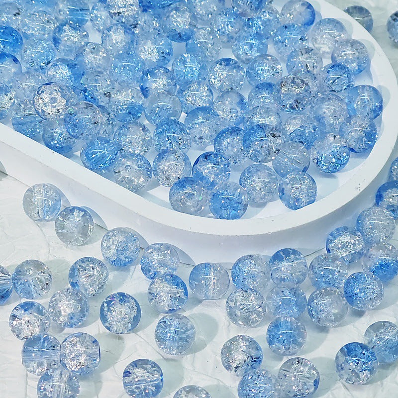 Crackle Glass Beads Round 10mm Transparent Mixed Colors 50pcs 71