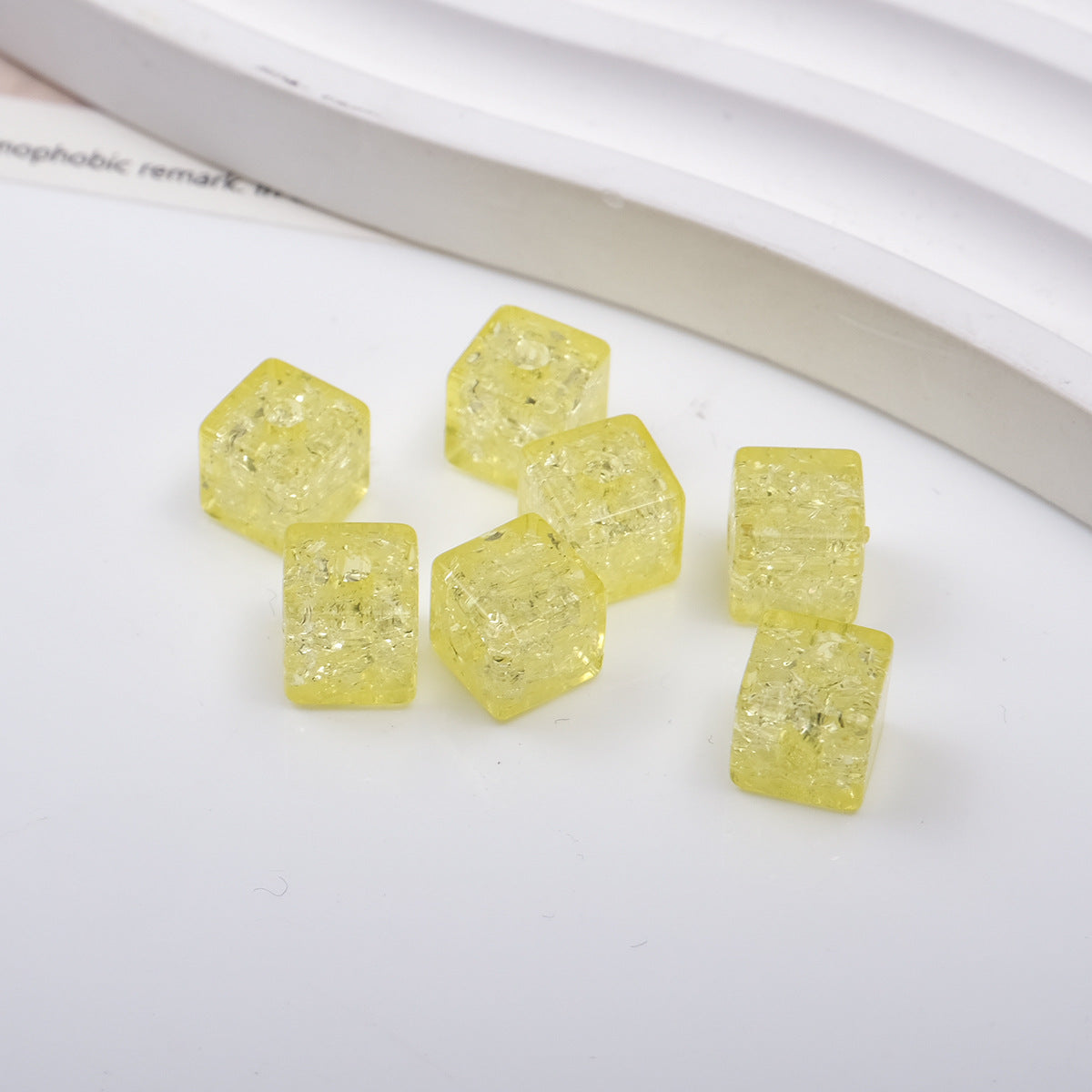 Transparent Square Acrylic Beads 7mm Crackle Texture 200pcs 3