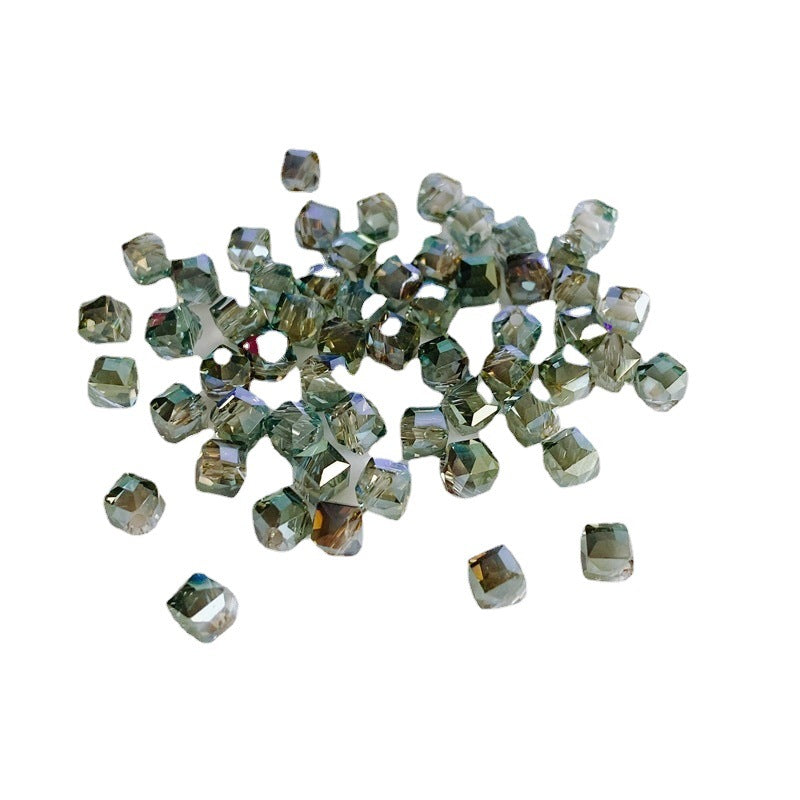 Geometric Square Glass Beads 5mm Transparent Perforated 10pcs 4