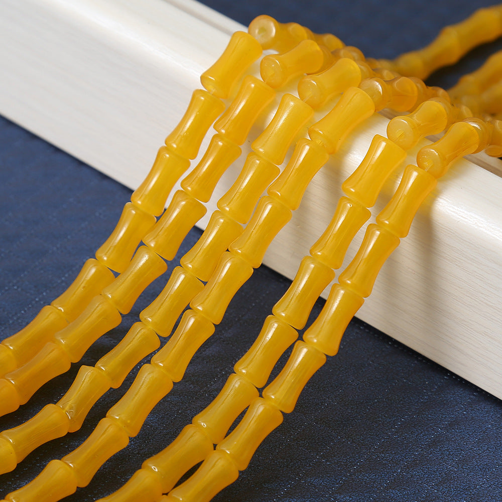 Transparent Bamboo Shape Glass Beads 6x12mm Glossy Finish 5 Strands 20