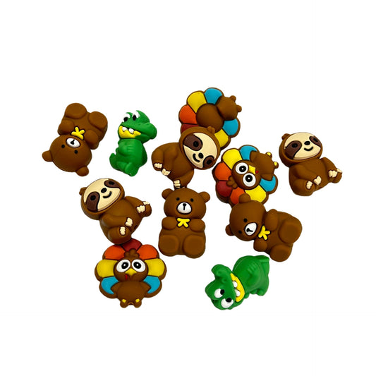 Silicone 3D Focal Beads Cartoon Animals Mixed Variety 20pcs