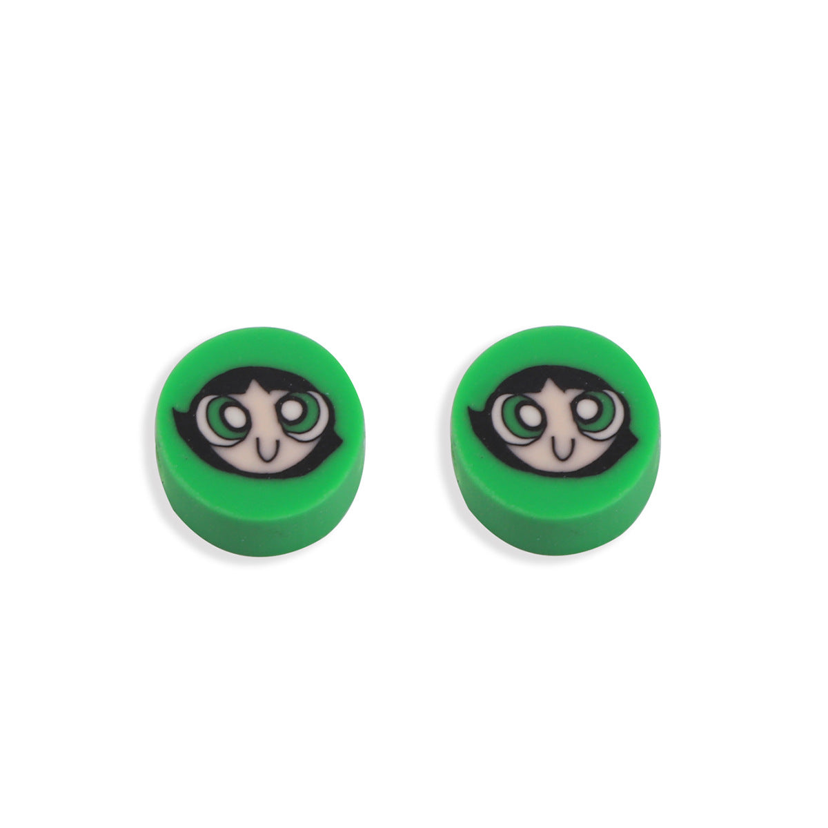 Flat Clay Beads 9mm Power Puff Girl Polymer Colorful 100pcs 6