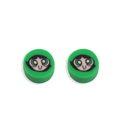 Flat Clay Beads 9mm Power Puff Girl Polymer Colorful 100pcs 6