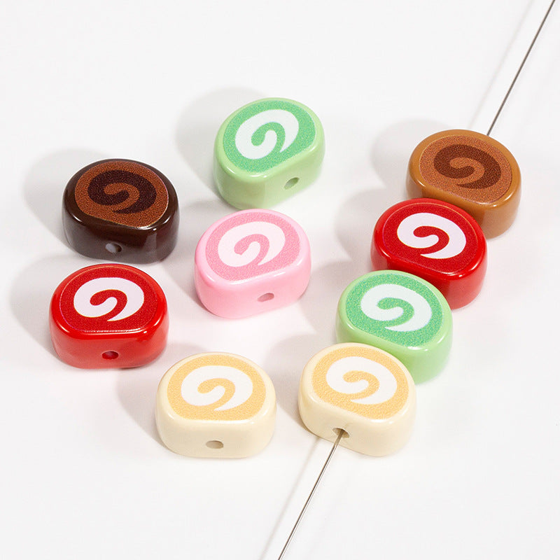 Painted Swiss Roll Acrylic Beads 15x20mm Colorful Glossy Swirl 10pcs 2