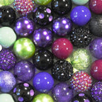 Bubblegum Beads 20mm Black Purple Green Chunky Mix 50pcs 2