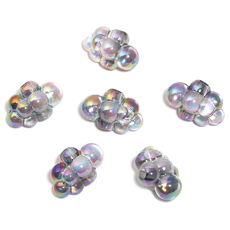 Plating 3D Cloud Acrylic Beads 16x24mm Transparent Iridescent 50pcs 10
