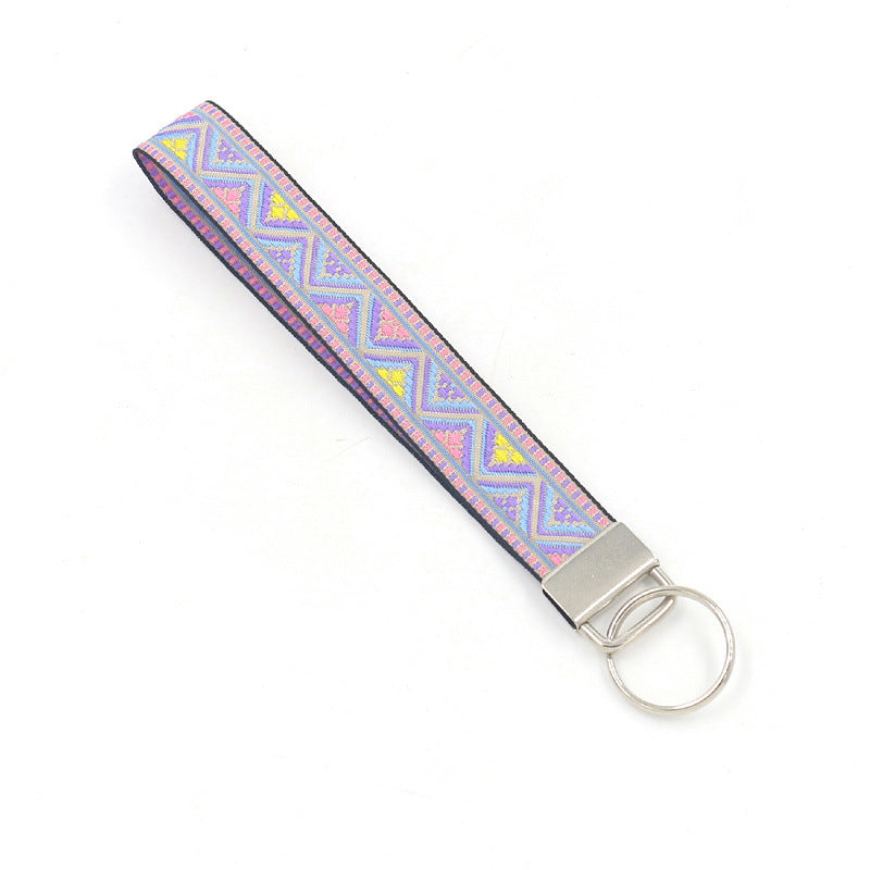 Bohemian Style Wristlet Keychain Antique Silver Polyester 2pcs 17cm 29