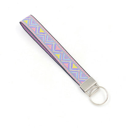 Bohemian Style Wristlet Keychain Antique Silver Polyester 2pcs 17cm 29