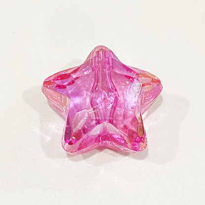 Clear Heart and Star Acrylic Beads 17-20mm Iridescent AB Coated 20pcs 9