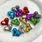 UV Plating Heart Acrylic Beads 22mm Metallic Colorful 20pcs 2