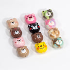 Cartoon Character Bear Head Acrylic Beads 17mm Colorful 10pcs 4
