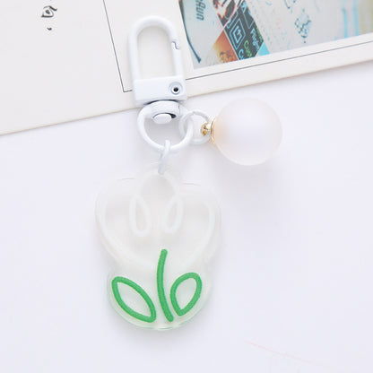 Acrylic Flower Keychain Colorful Tulip Design with Frosted Sphere Charm 11