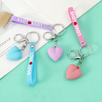 Resin Heart Keychain with Love Strap Pastel Colors 3