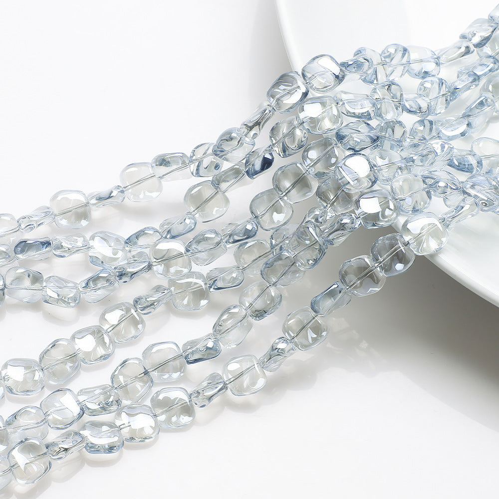 Electroplated Oblique Square Glass Beads 12mm Transparent Iridescent 20pcs 15