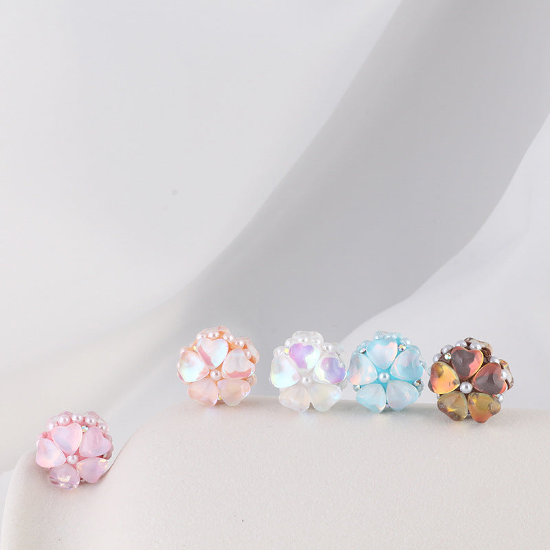 Moonstone Five-Petal Flower Clay Beads 19mm Opalescent 5pcs 3