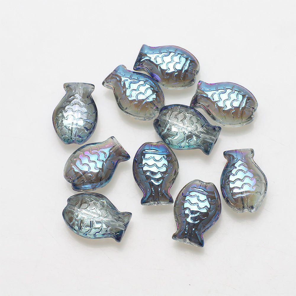 Electroplated Small Fish Glass Beads 10x14mm Translucent 30pcs 8