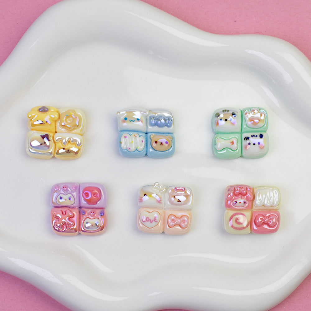 Sanrio Series 4-Roll Bread Resin Beads Glossy Pastel 20pcs 2