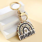 Wood Leopard Animal Print Rainbow Keychain for Moms 2