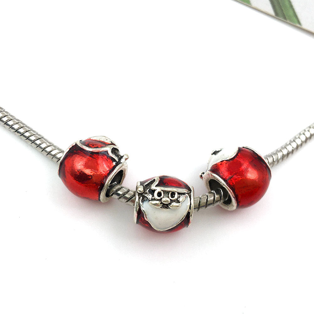 Christmas Series Colorful Enamel Metal Beads Large Hole 1pc 4