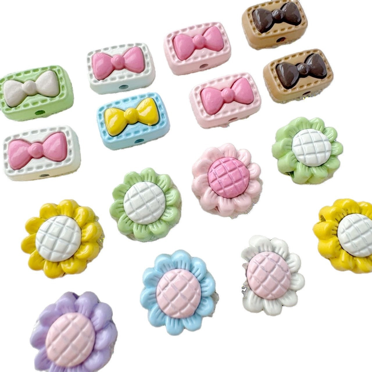 Sunflower and Gift Box Metal Beads 12mm Pastel Painted 10pcs 2