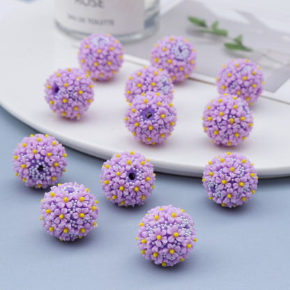 Embellished Flower Clay Beads 20mm Five-petal Pastel Rainbow 10pcs 7