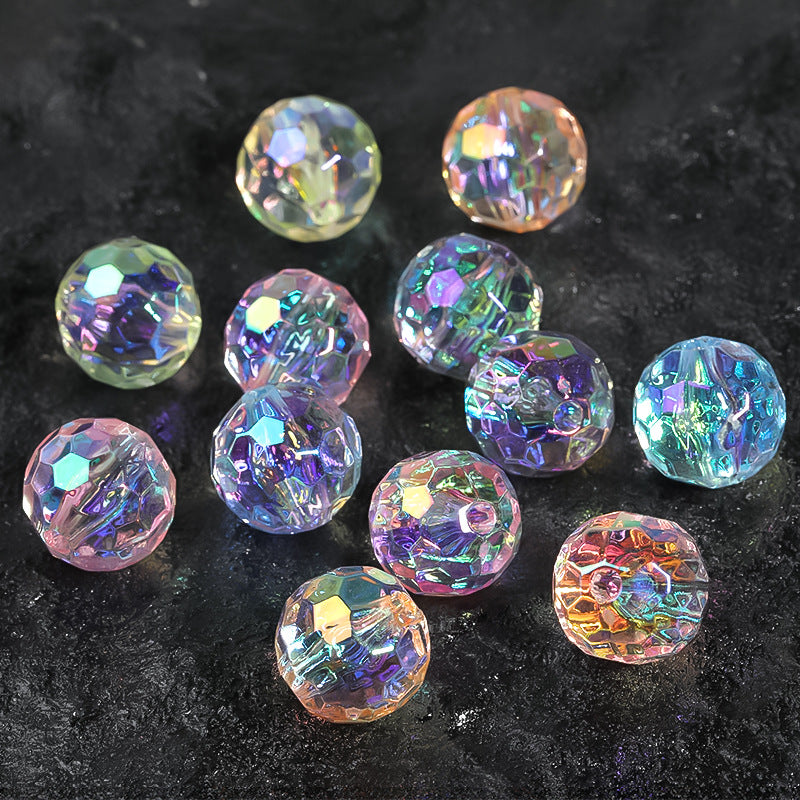 Faceted Section Round Acrylic Beads 12mm 14mm 25mm UV Finish 100pcs 5