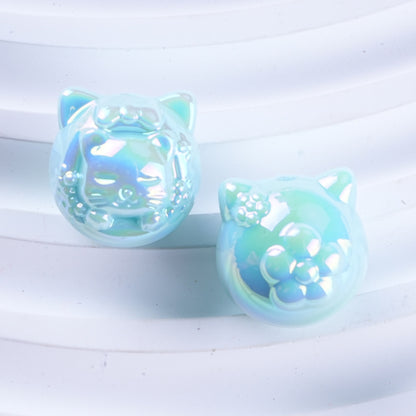 UV Plating Cute Little Cat Acrylic Beads 18mm Pastel Colors 50pcs 9