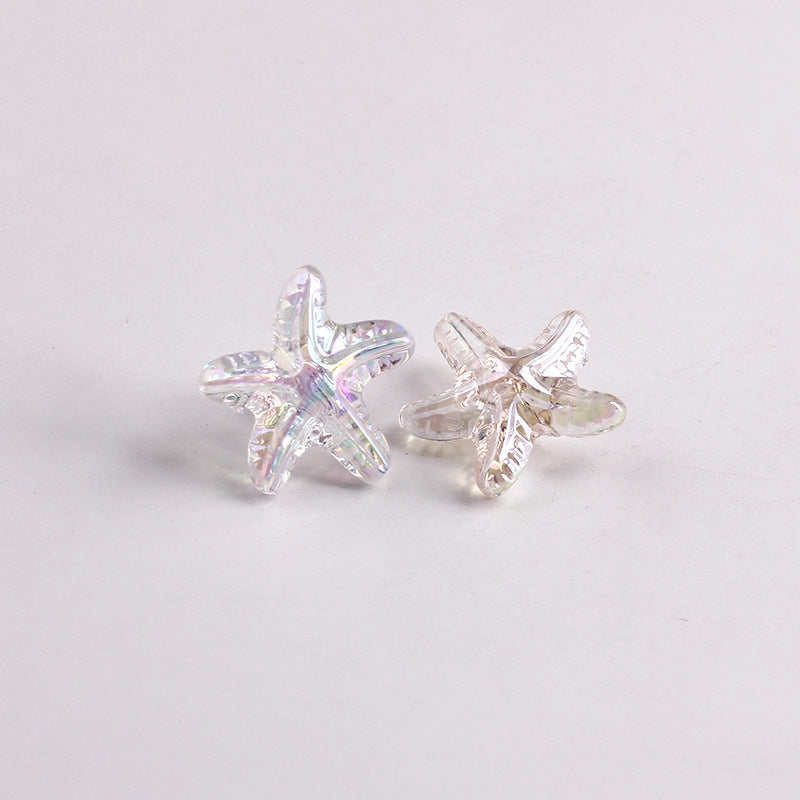 Plating Transparent Starfish Acrylic Beads 19mm Assorted Colors 100pcs 6