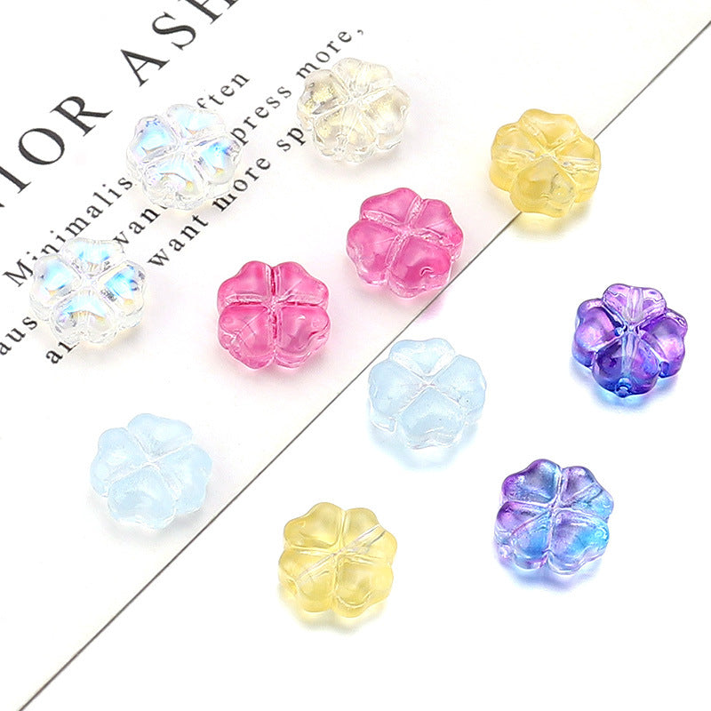Color Transparent Clover Glass Beads 10mm Assorted Colors 50pcs 2