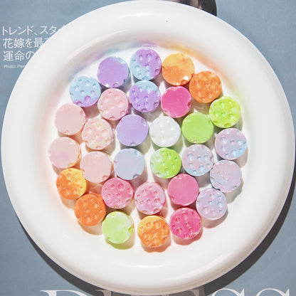 Gradient Colored Cheese Macaron Resin Beads 17mm Plating 20pcs 12