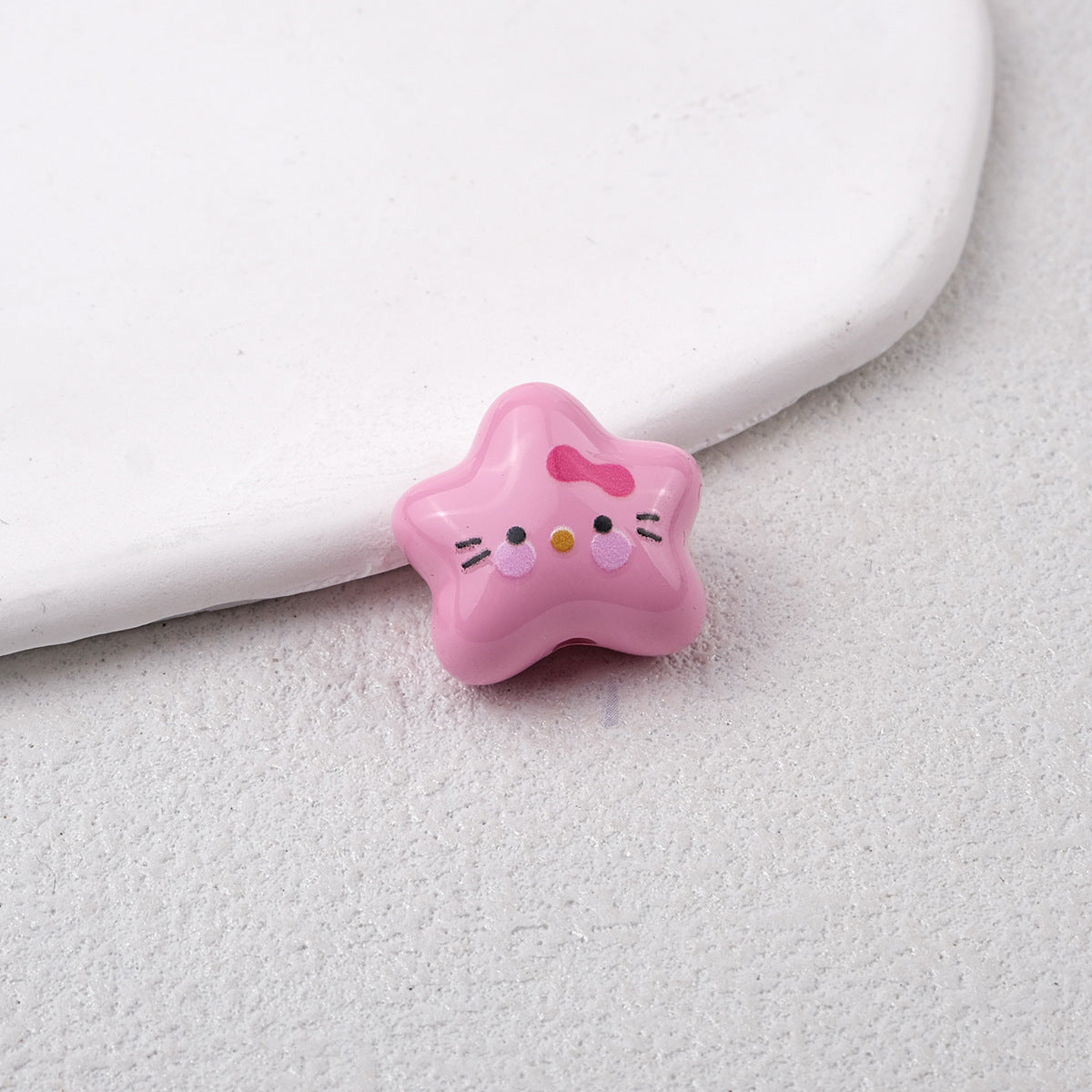 Star Acrylic Beads 20mm Glossy Hello KT Faces Colorful 20pcs 10